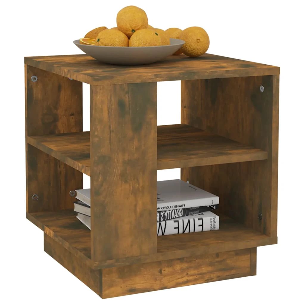 VidaXL Coffee Table 40X40X43 Cm Smoked Oak Engineered Wood With 2 Shelves For Living Room by vidaXL