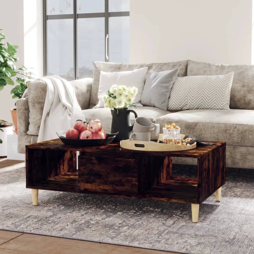 VidaXL Coffee Table 103.5x60x35 cm Smoked Oak Storage for Living Room by vidaXL