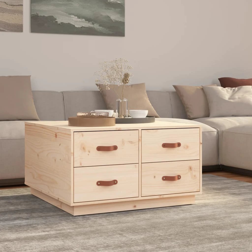 vidaXL vidaXL Coffee Table 80x80x45 cm Solid Pine Wood with 4 Drawers for Living Room Decor - Coffee Table