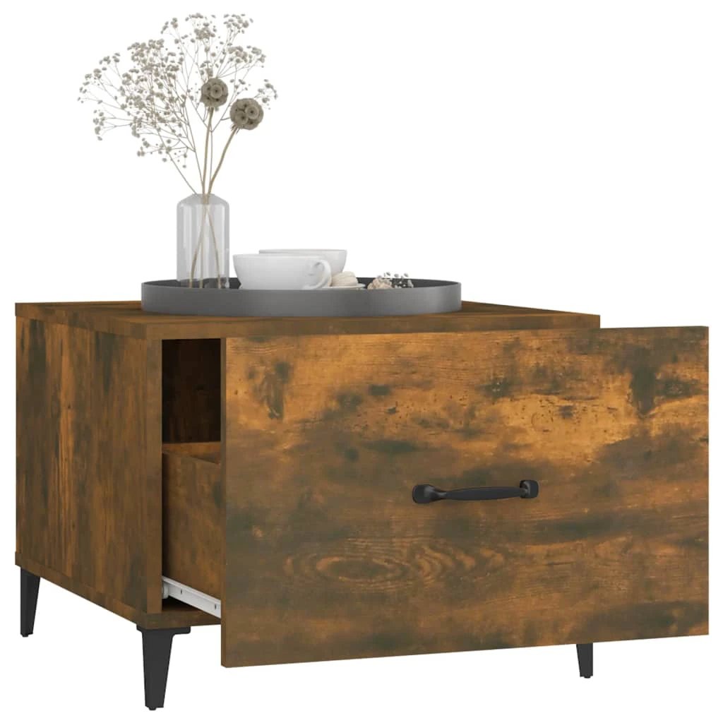 VidaXL Coffee Table 50x50x40 cm Smoked Oak Top With Metal Legs Living Room Decor by vidaXL