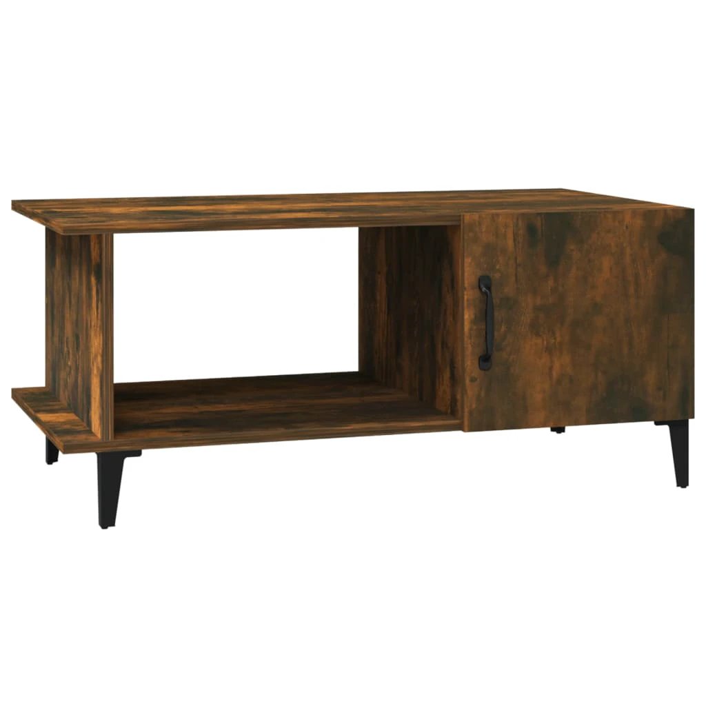 vidaXL VidaXL Coffee Table 90x50x40 cm Smoked Oak Engineered Wood With Storage Cabinet For Living Room - Coffee Table