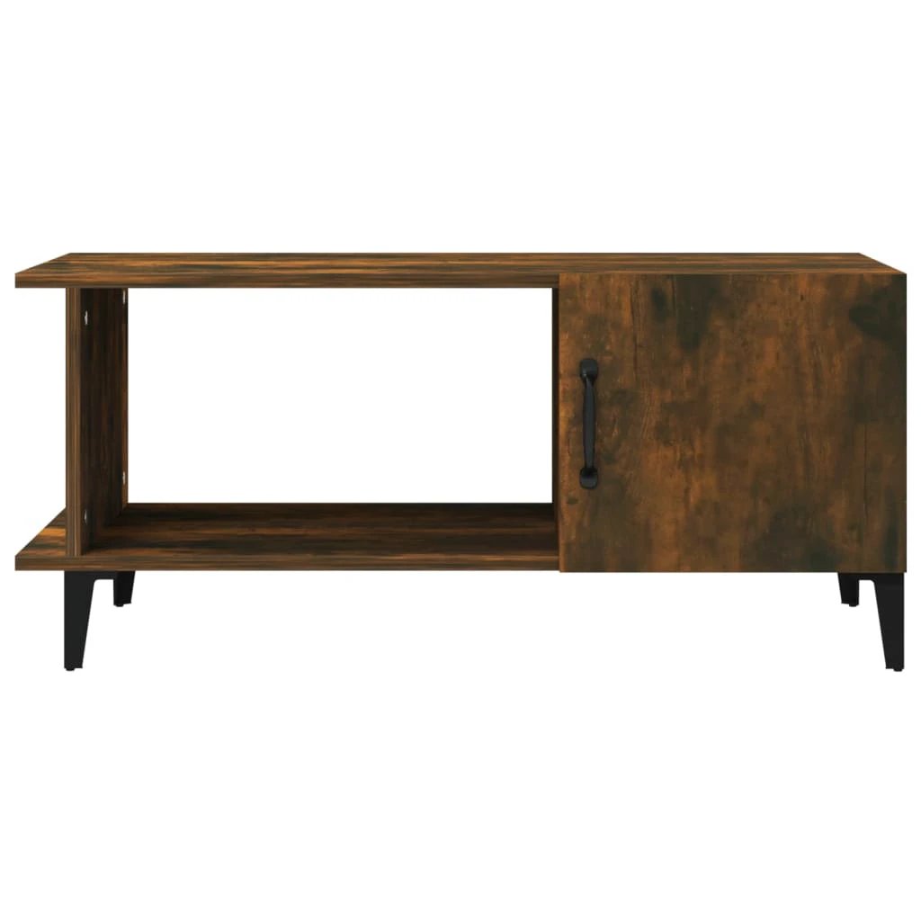 vidaXL VidaXL Coffee Table 90x50x40 cm Smoked Oak Engineered Wood With Storage Cabinet For Living Room - Coffee Table