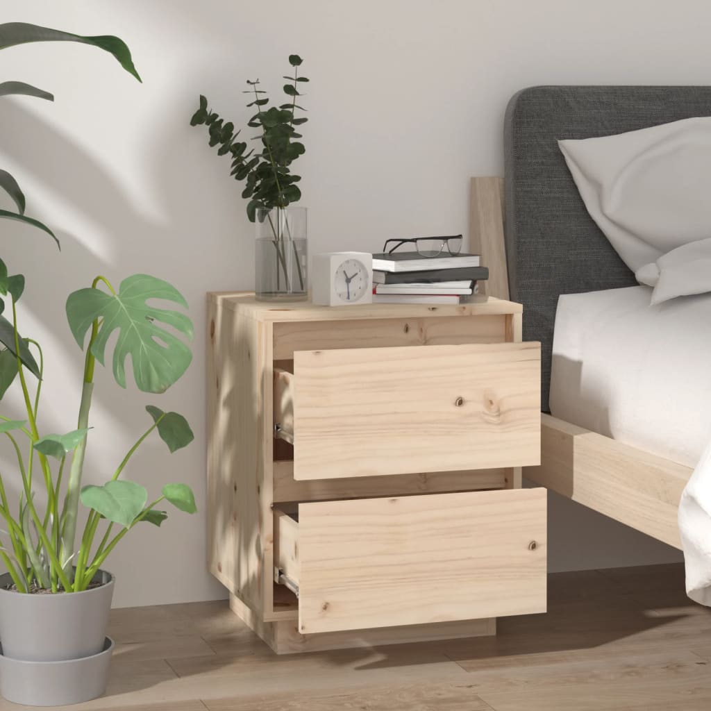 VidaXL Bedside Cabinet 40x35x50 cm Solid Pine Wood With Modern Charm Nightstand For Bedroom Storage by vidaXL