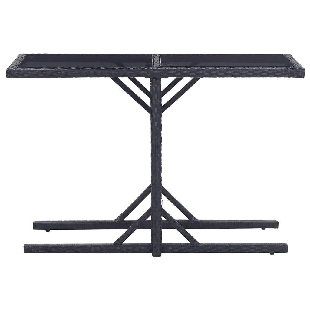 vidaXL vidaXL Garden Table Black 110x53x72 cm Glass and Poly Rattan - Garden Table