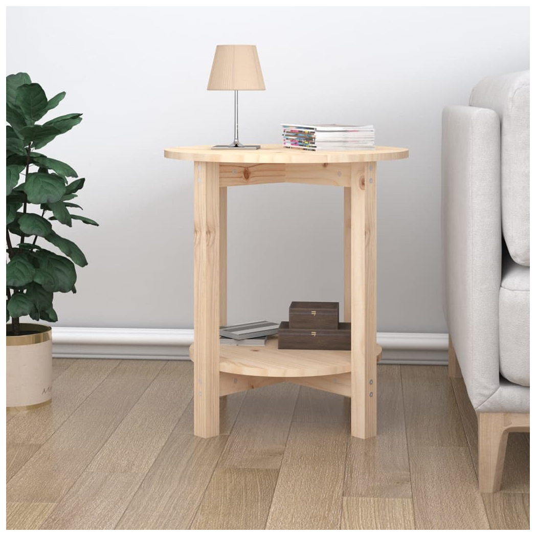 VidaXL Coffee Table Diameter 55x60 cm Solid Pine Wood Rustic Finish For Living Room Decor by vidaXL
