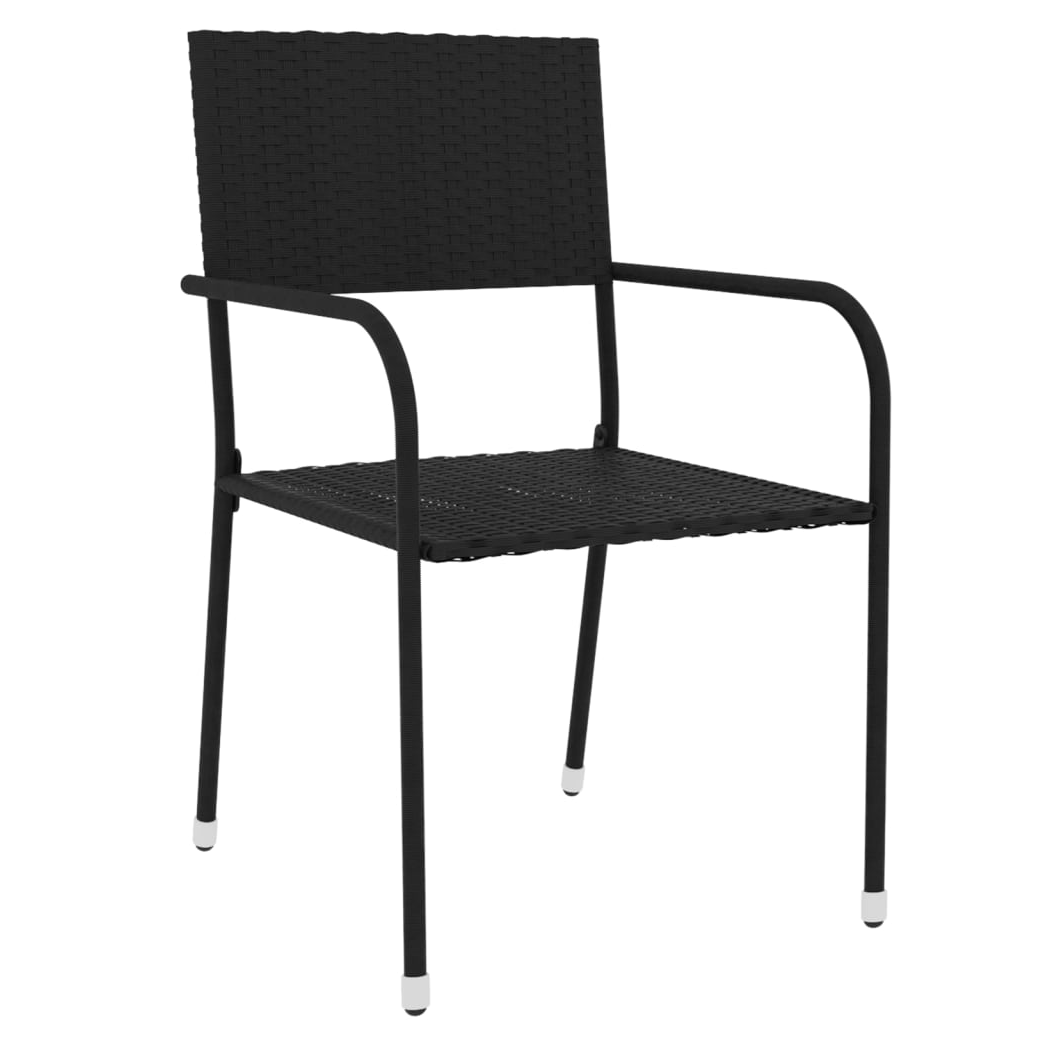 vidaXL 3 Piece Garden Dining Set Poly Rattan Black by vidaXL