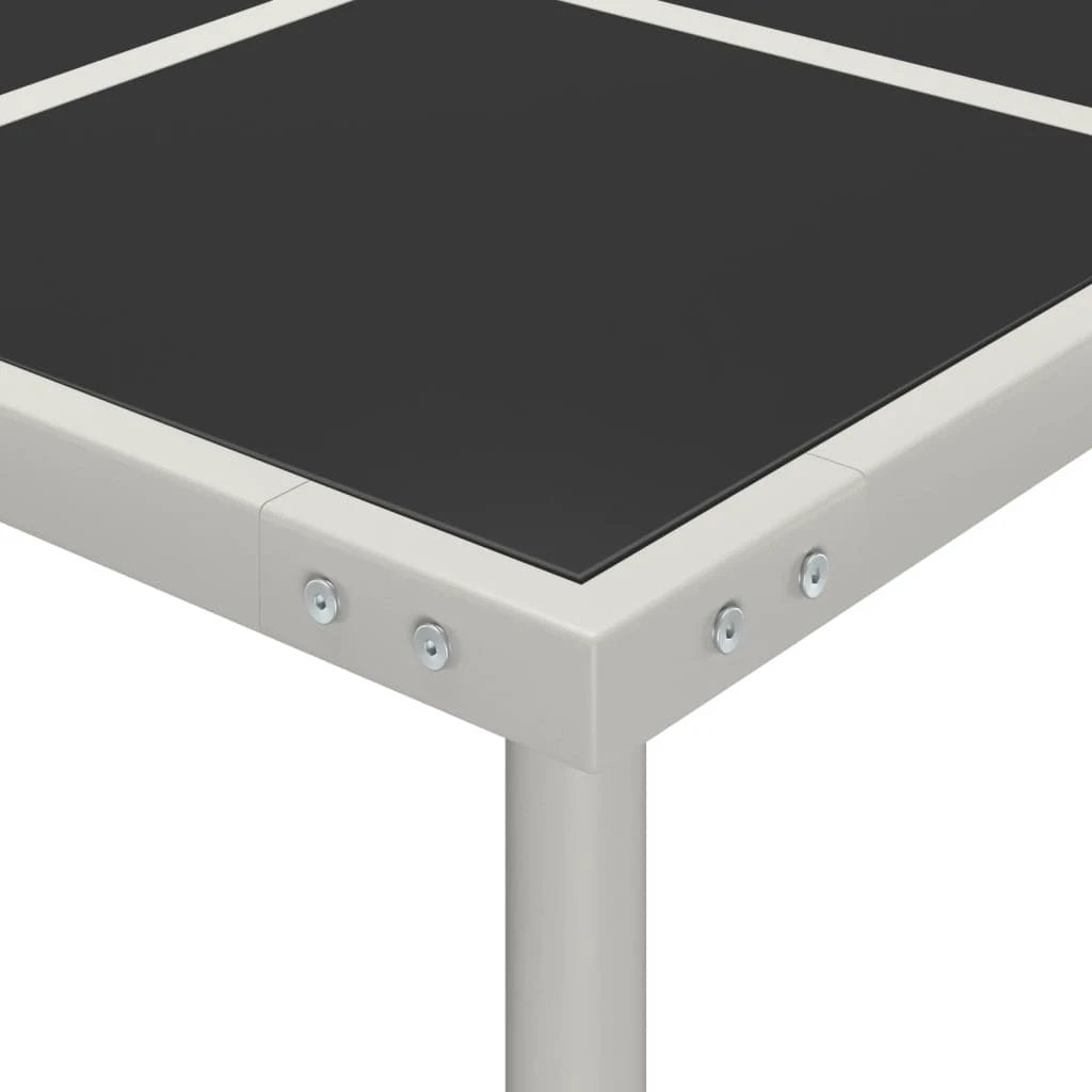 vidaXL Premium Garden Dining Table 170x170x74.5 cm Glass Top and Steel Powder Coated Frame For Outdoor Patio - Garden Table