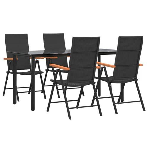 vidaXL 5 Piece Garden Dining Set Black and Brown Poly Rattan by vidaXL