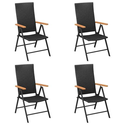 vidaXL 5 Piece Garden Dining Set Black and Brown Poly Rattan by vidaXL