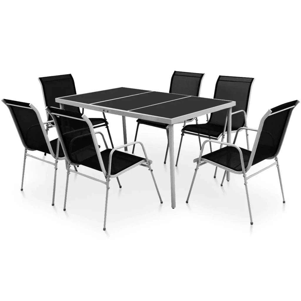 vidaXL VidaXL Outdoor Dining Set 7 Piece Glass Top Table Patio - Garden Set