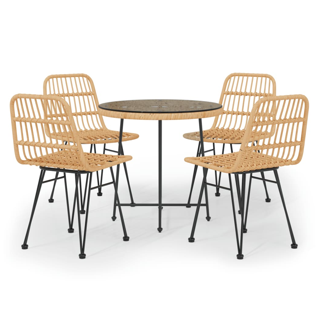 VidaXL Poly Rattan Garden Dining Set 5 Piece Weatherproof by vidaXL
