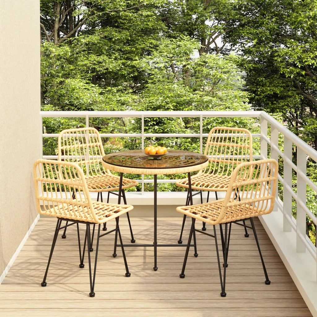 VidaXL Poly Rattan Garden Dining Set 5 Piece Weatherproof by vidaXL