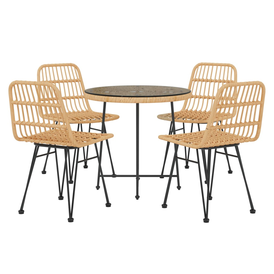 VidaXL Poly Rattan Garden Dining Set 5 Piece Weatherproof by vidaXL