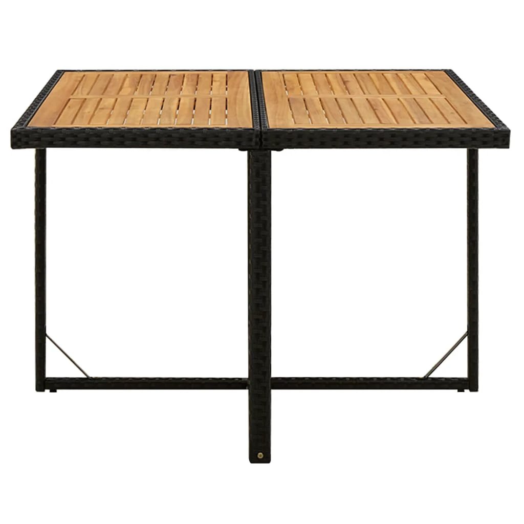 vidaXL vidaXL Garden Table Black 109x107x74 cm Poly Rattan&Solid Wood Acacia - Garden Table