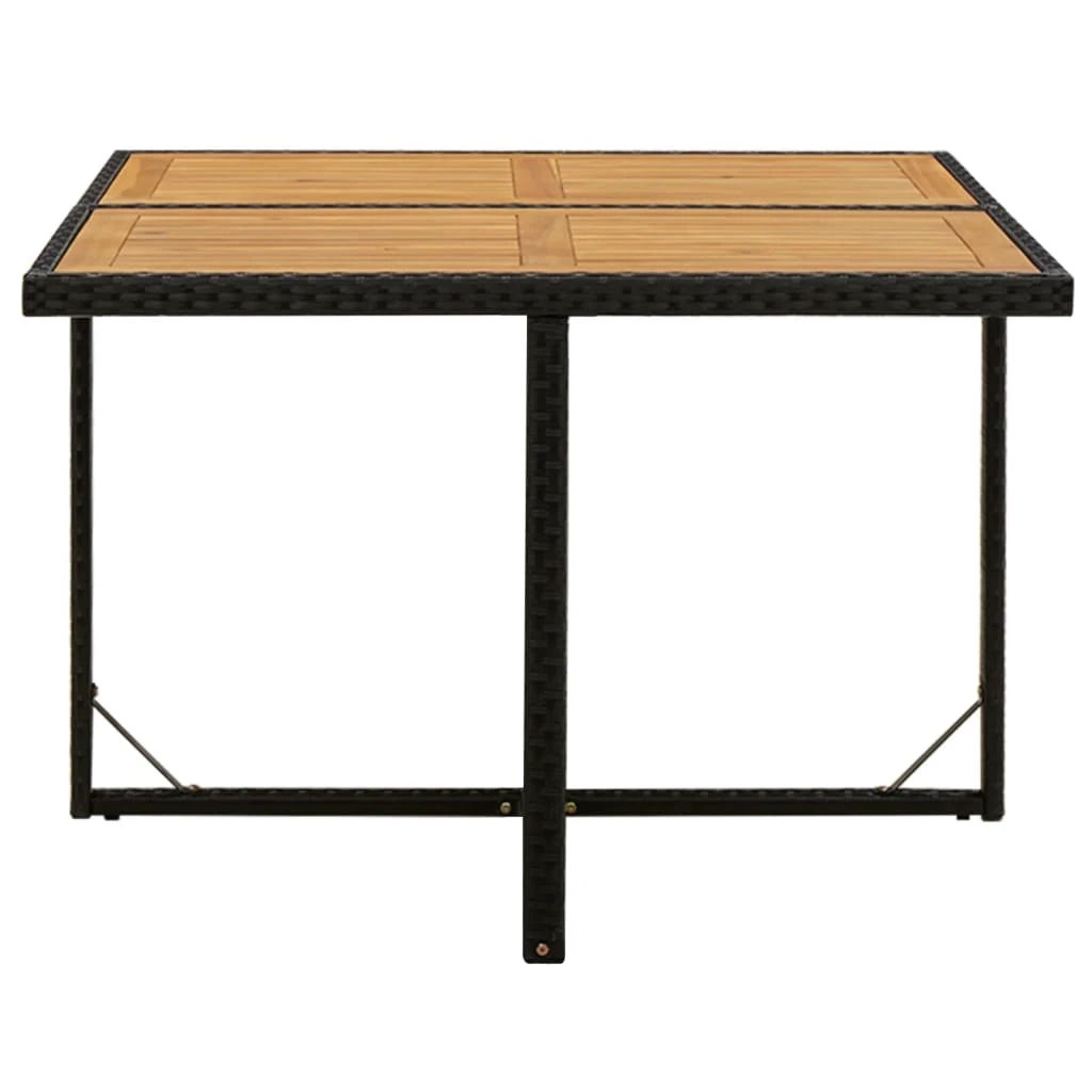 vidaXL vidaXL Garden Table Black 109x107x74 cm Poly Rattan&Solid Wood Acacia - Garden Table