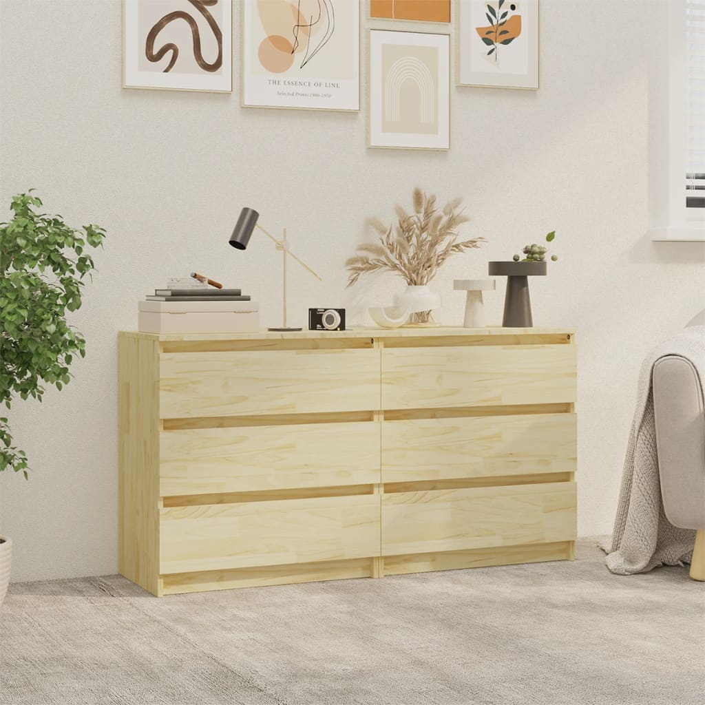 vidaXL Bedside Cabinets 2 pcs 60x36x64 cm Solid Pinewood - Bedside Table