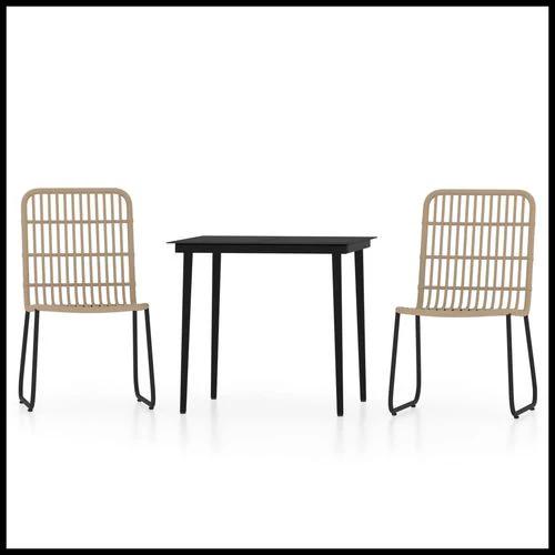 vidaXL vidaXL 3 Piece Garden Dining Set with Sturdy Steel Frame and Easy Clean Glass Top for Outdoor Entertaining - Garden Set