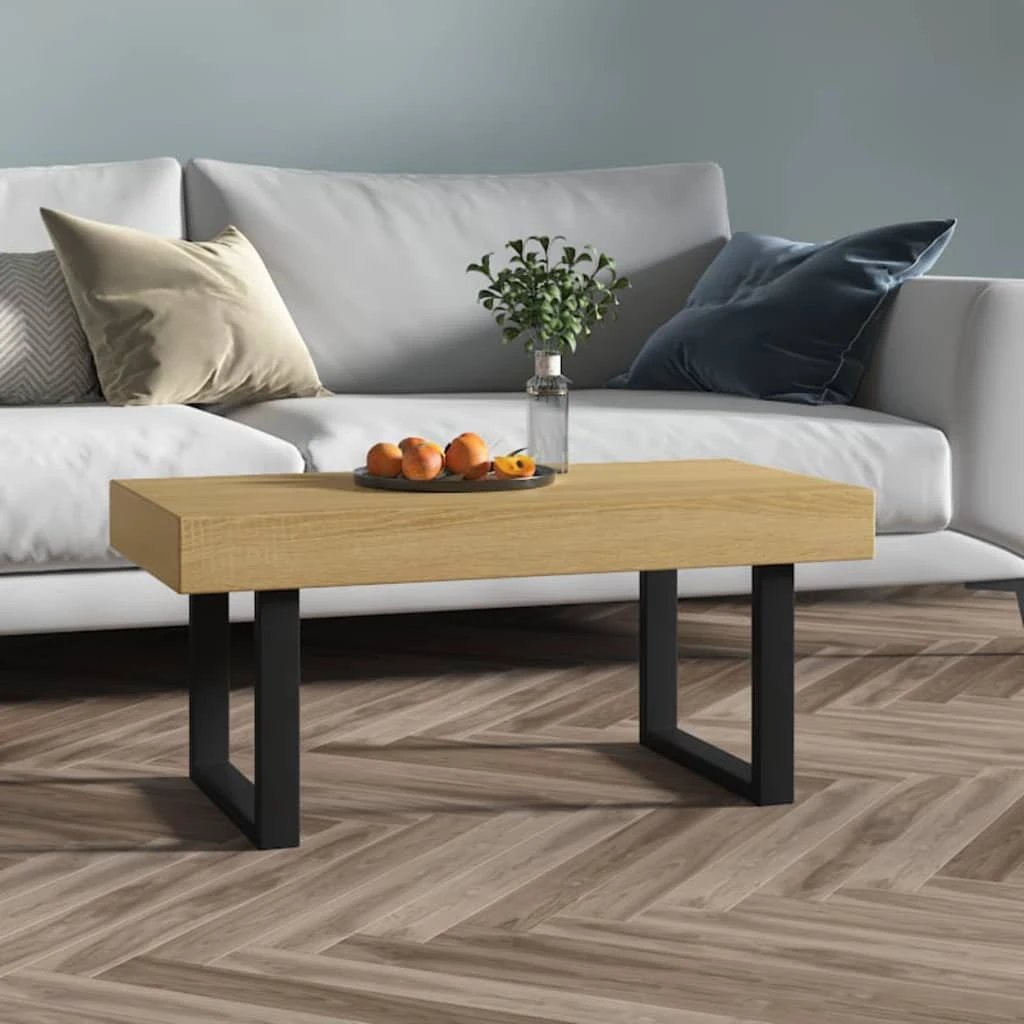 VidaXL Coffee Table 90x45x40 cm MDF Top with Iron Legs for Modern Living Room Decor by vidaXL
