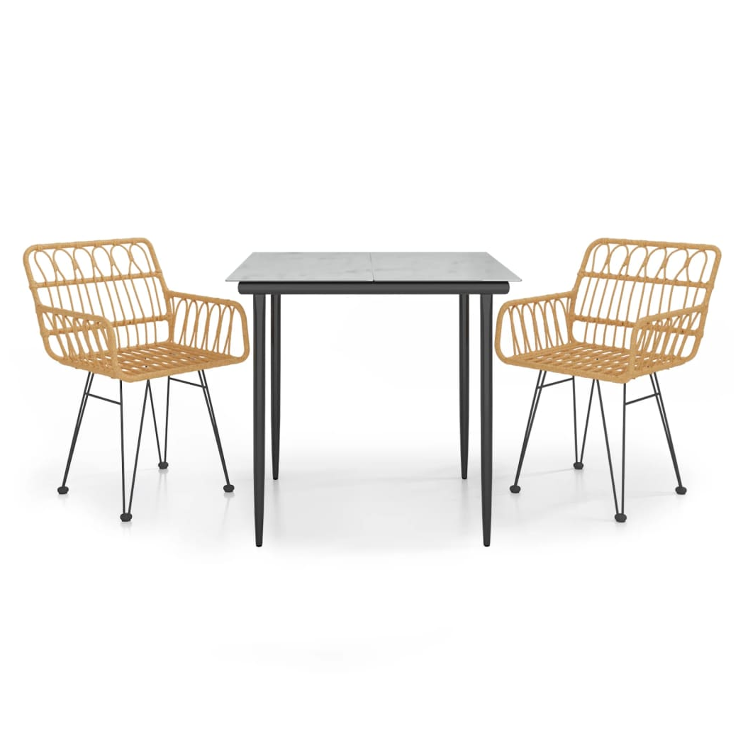 vidaXL VidaXL Garden Dining Set Poly Rattan 3 Piece Weatherproof - Garden Set