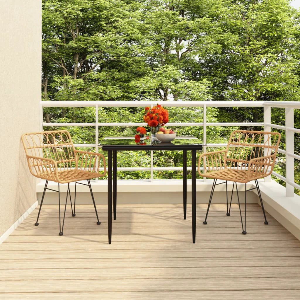 vidaXL VidaXL Garden Dining Set Poly Rattan 3 Piece Weatherproof - Garden Set