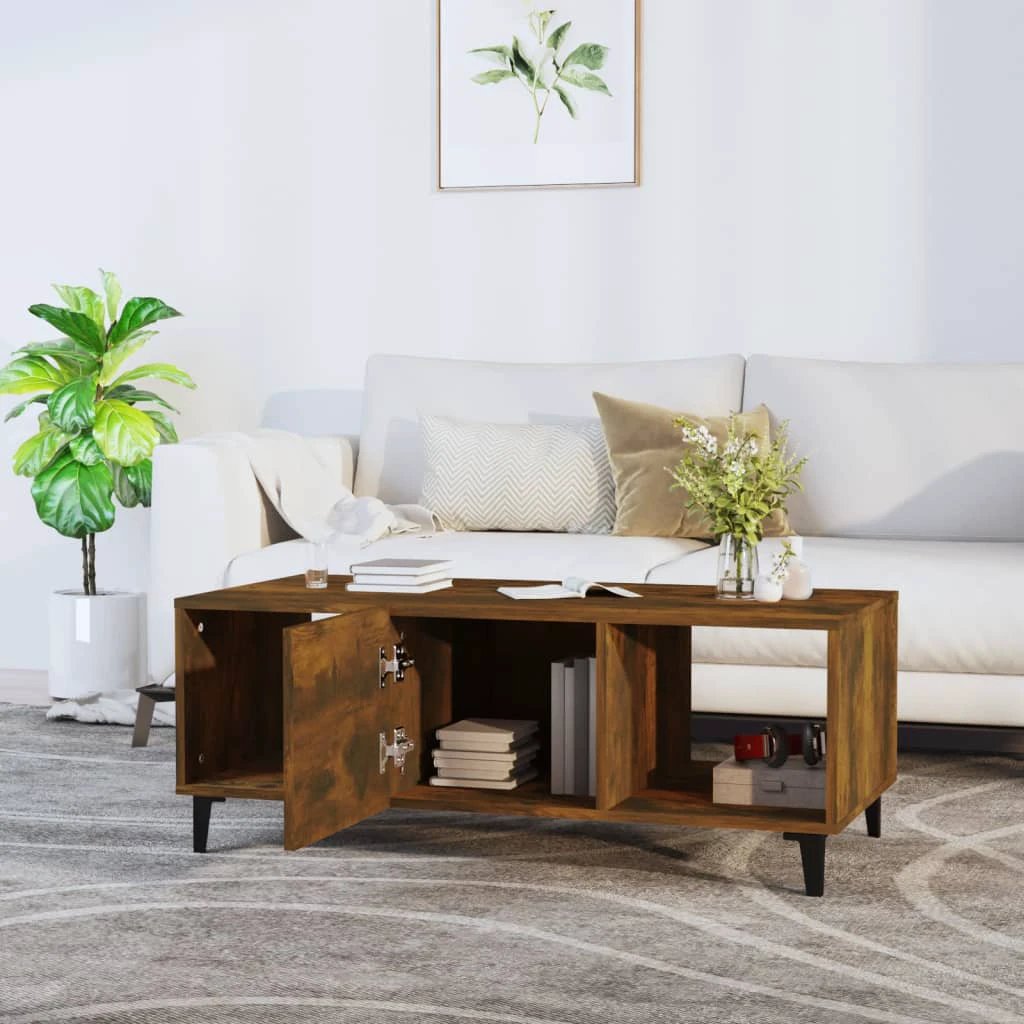 VidaXL Coffee Table 102x50x40 cm Smoked Oak Engineered Wood With Ample Storage Space Living Room by vidaXL