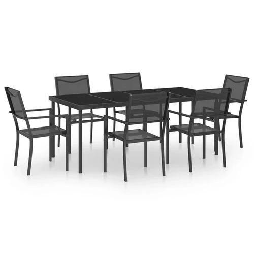 vidaXL vidaXL 7 Piece Outdoor Dining Set 70 Inch Steel Frame with Powder-Coated Finish for Stylish Patio Gatherings - Garden Set