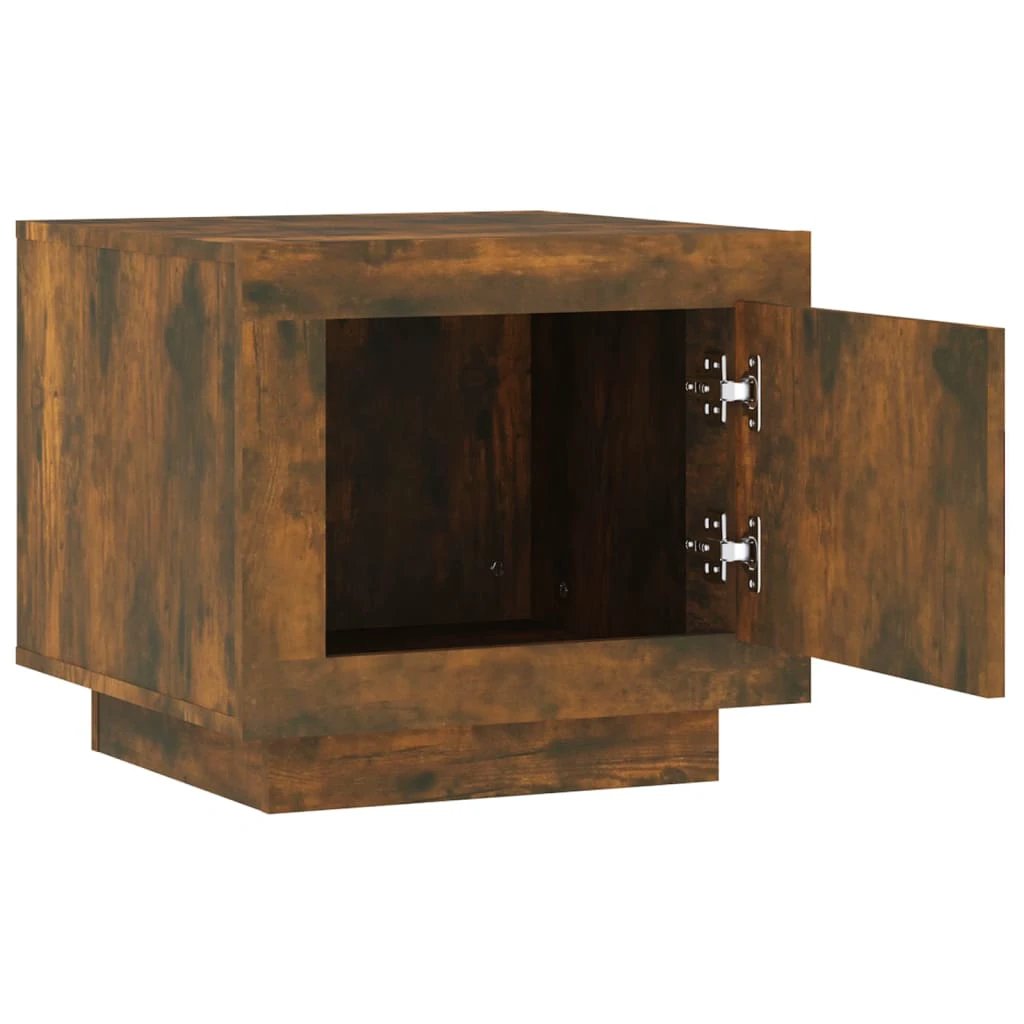 vidaXL Coffee Table Smoked Oak 51x50x45 Cm Engineered Wood With Door Storage Moisture Resistant For Living Room Decor by vidaXL