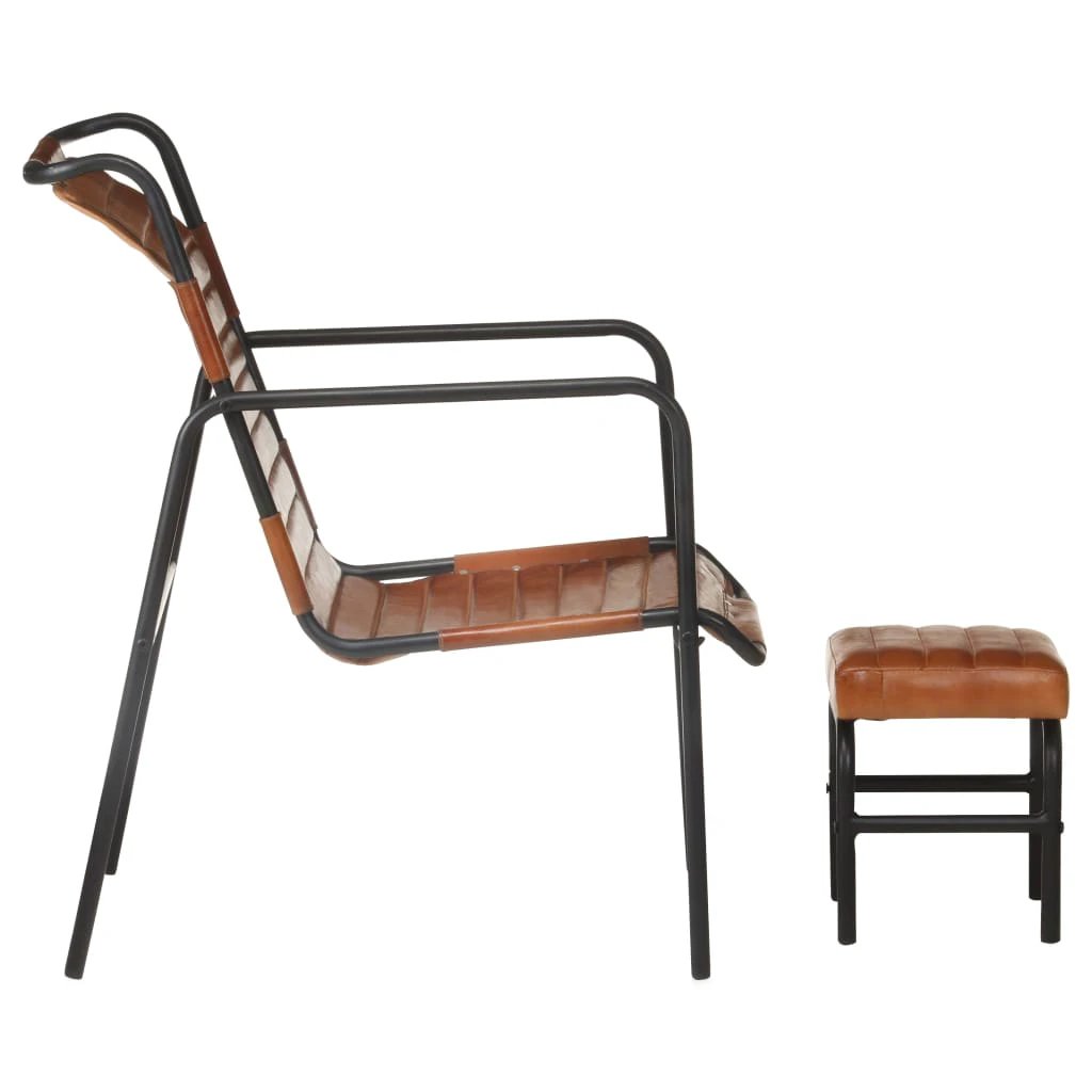 vidaXL VidaXL Medium Leather Armchair With Footrest Home - Armchair