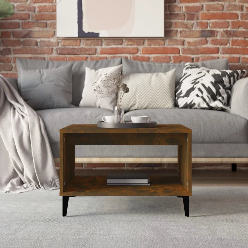 vidaXL VidaXL Coffee Table 60x50x40 Cm Smoked Oak Finish Engineered Wood For Modern Living Rooms - Coffee Table