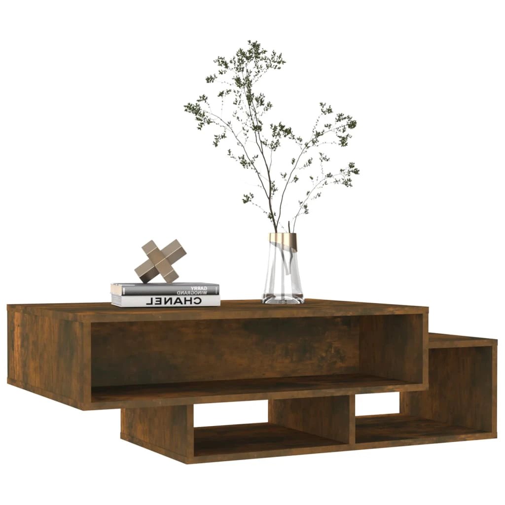 VidaXL Coffee Table 105x55x32 cm Smoked Oak Engineered Wood With Three Storage Compartments Living Room And Office by vidaXL