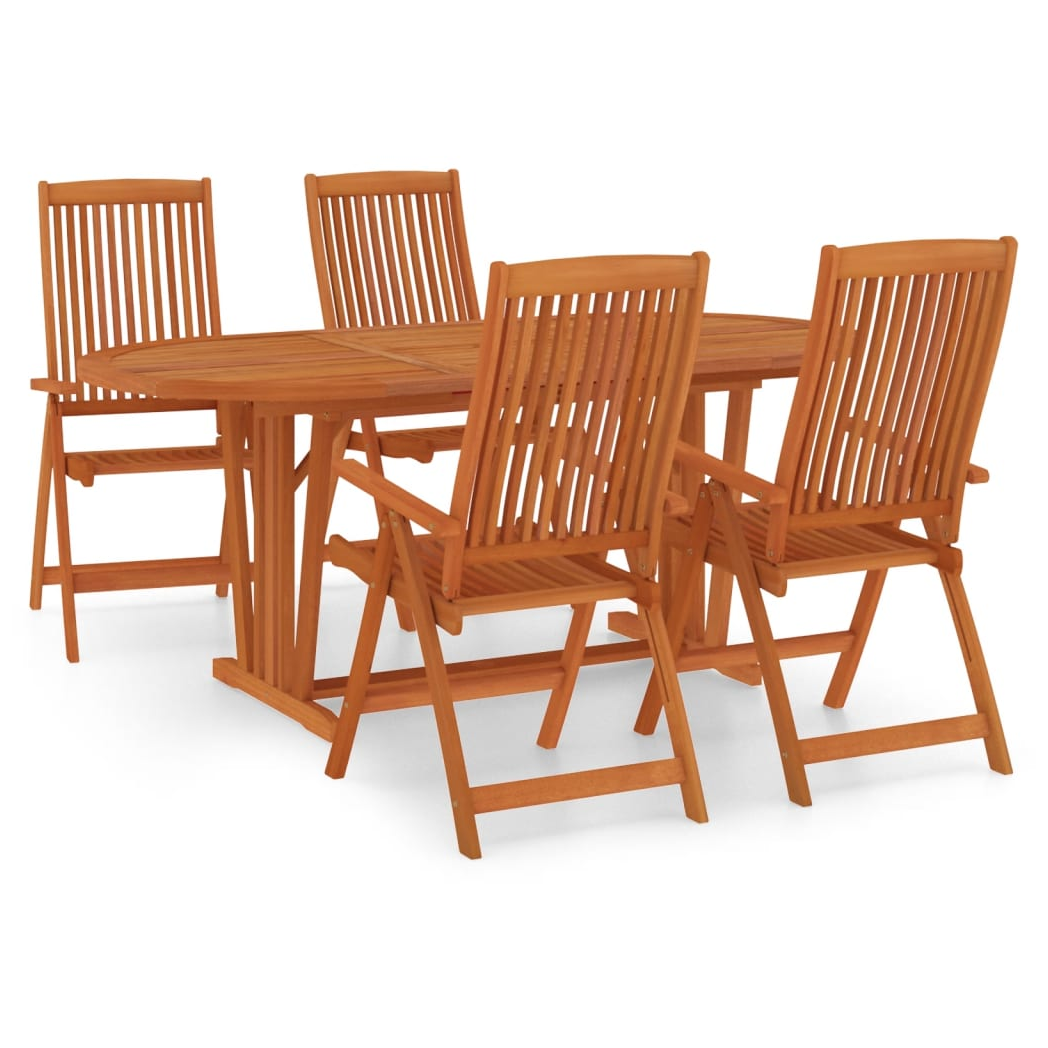 vidaXL VidaXL Garden Dining Set 5 Piece Round Table And Chairs Solid Eucalyptus Outdoor Patio - Garden Set