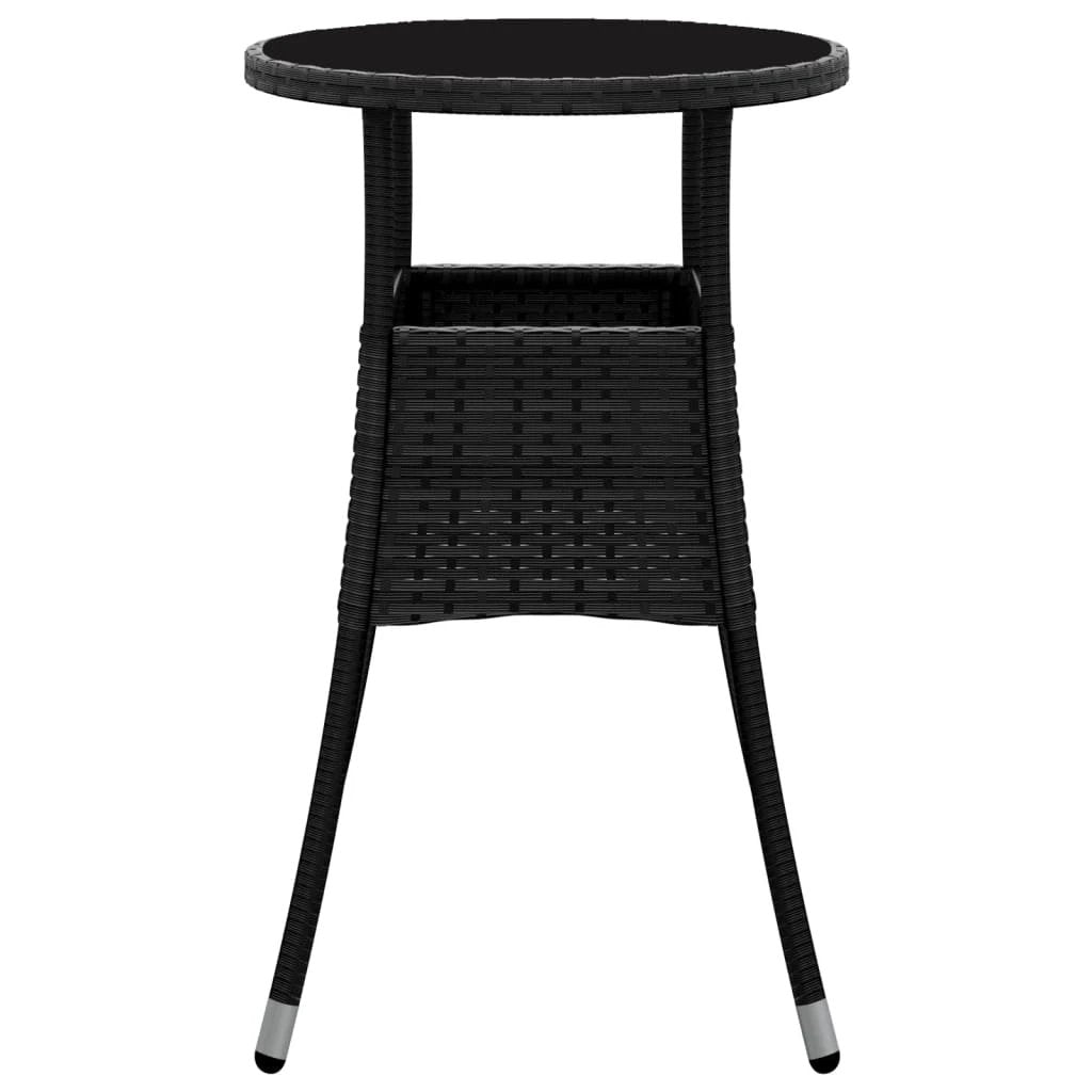 vidaXL Garden Table Ø60x75 cm Tempered Glass and Poly Rattan Black by vidaXL