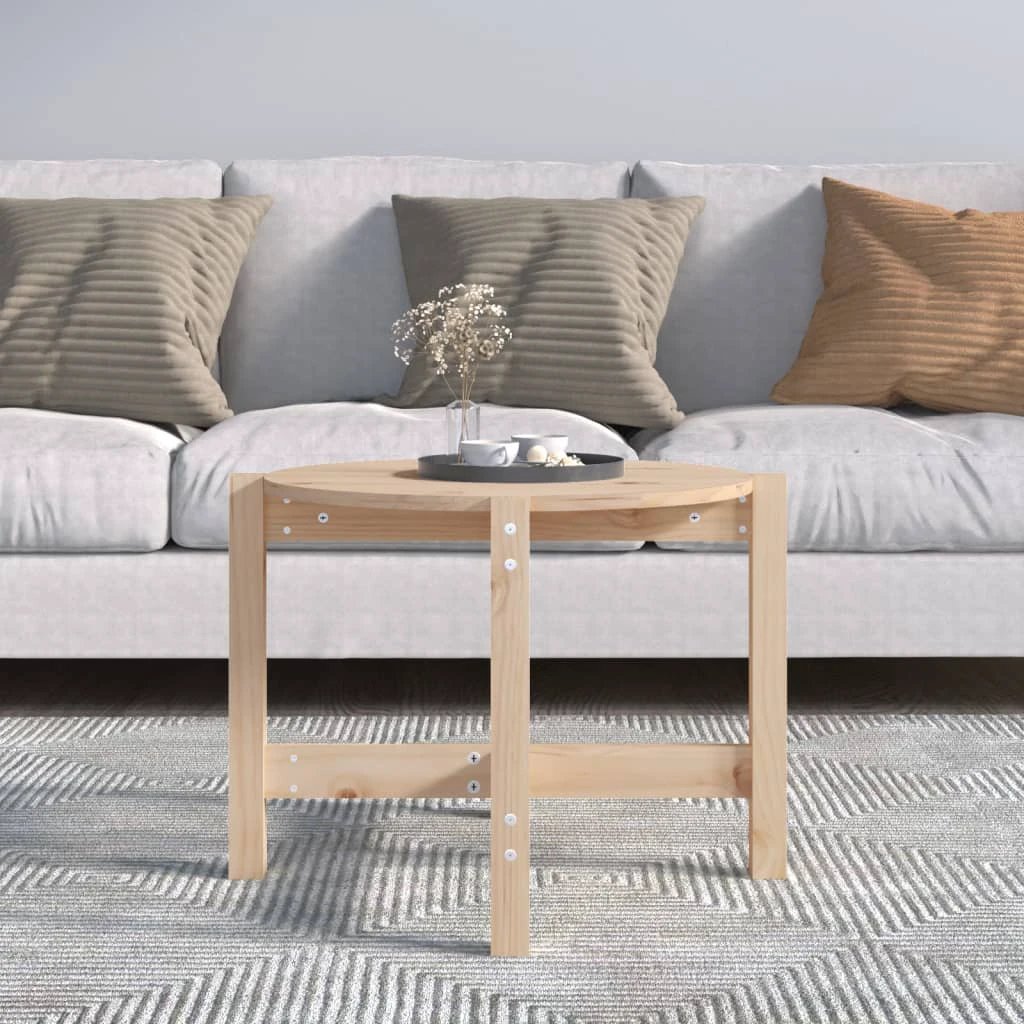 vidaXL VidaXL Coffee Table Diameter 62.5 cm by 45 cm Solid Pine Wood Rustic Living Room Decor - Coffee Table
