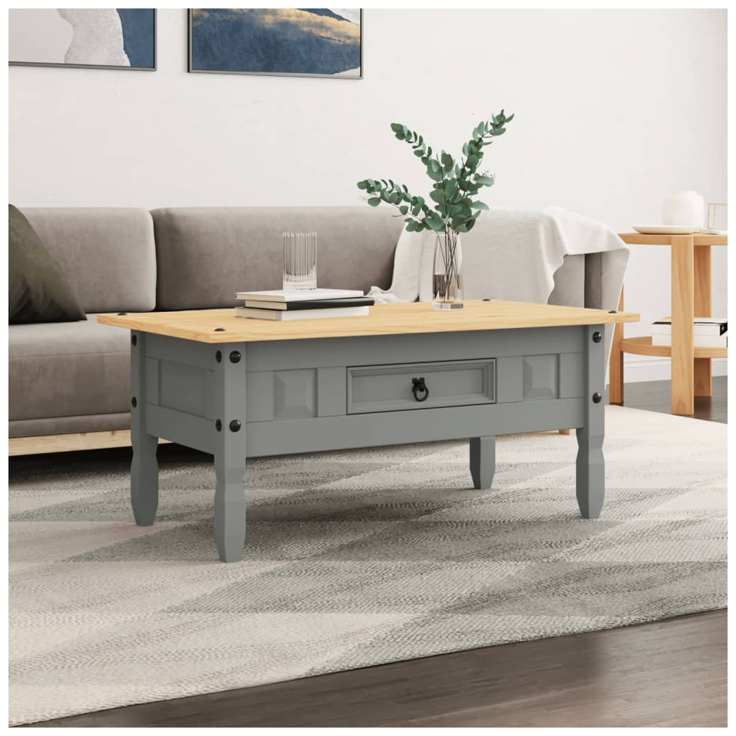 vidaXL VidaXL Coffee Table 100x55x44 cm Grey Corona Range Rustic Pine For Living Room Decor - Coffee Table