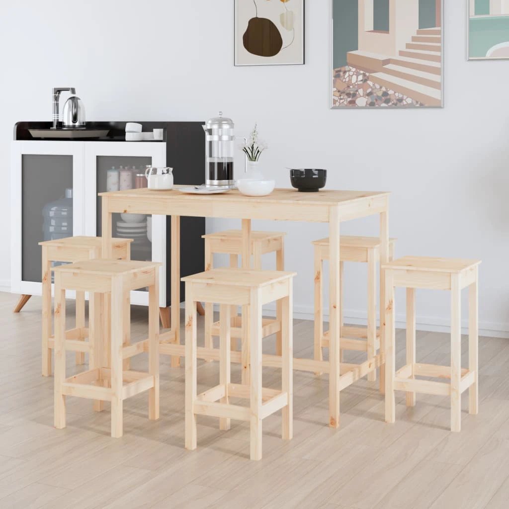 vidaXL 7 Piece Bar Set Solid Wood Pine by vidaXL