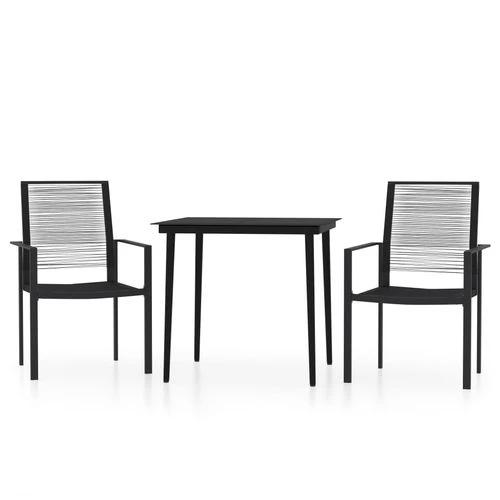 vidaXL vidaXL 3 Piece Garden Dining Set Durable Powder-Coated Steel Frame with Easy-Clean Glass Top for Stylish Outdoor Gatherings - Garden Set