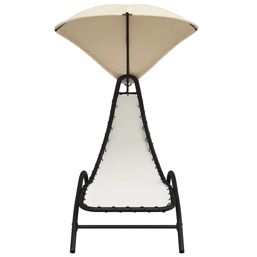 vidaXL Sun Lounger with Canopy Cream 167x80x195 cm Fabric and Steel by vidaXL