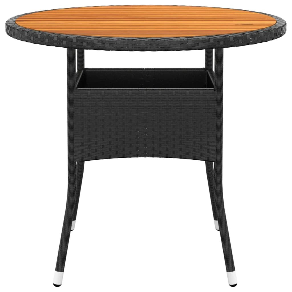 vidaXL Garden Table Ø80x75 cm Acacia Wood and Poly Rattan Black by vidaXL