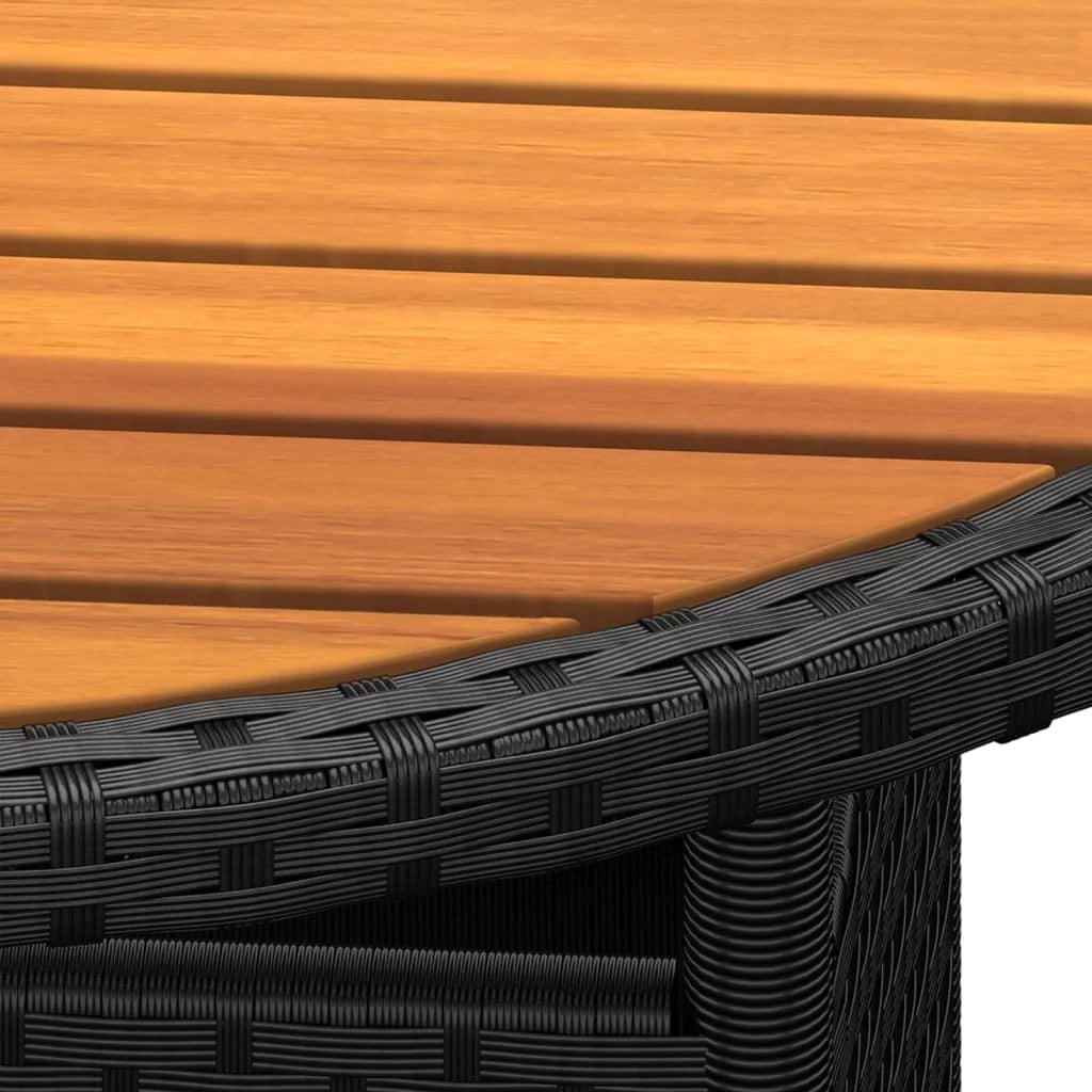 vidaXL Garden Table Ø80x75 cm Acacia Wood and Poly Rattan Black by vidaXL