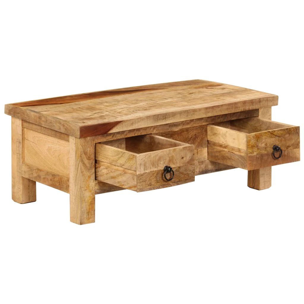 vidaXL VidaXL Coffee Table 90x45x35 cm Solid Mango Wood Antique Finish Handmade Rustic Living Room Decor - Coffee Table