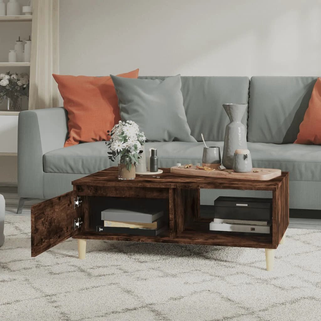 vidaXL vidaXL Coffee Table 90x60x35 cm Smoked Oak Engineered Wood With Storage Shelf For Living Room - Coffee Table