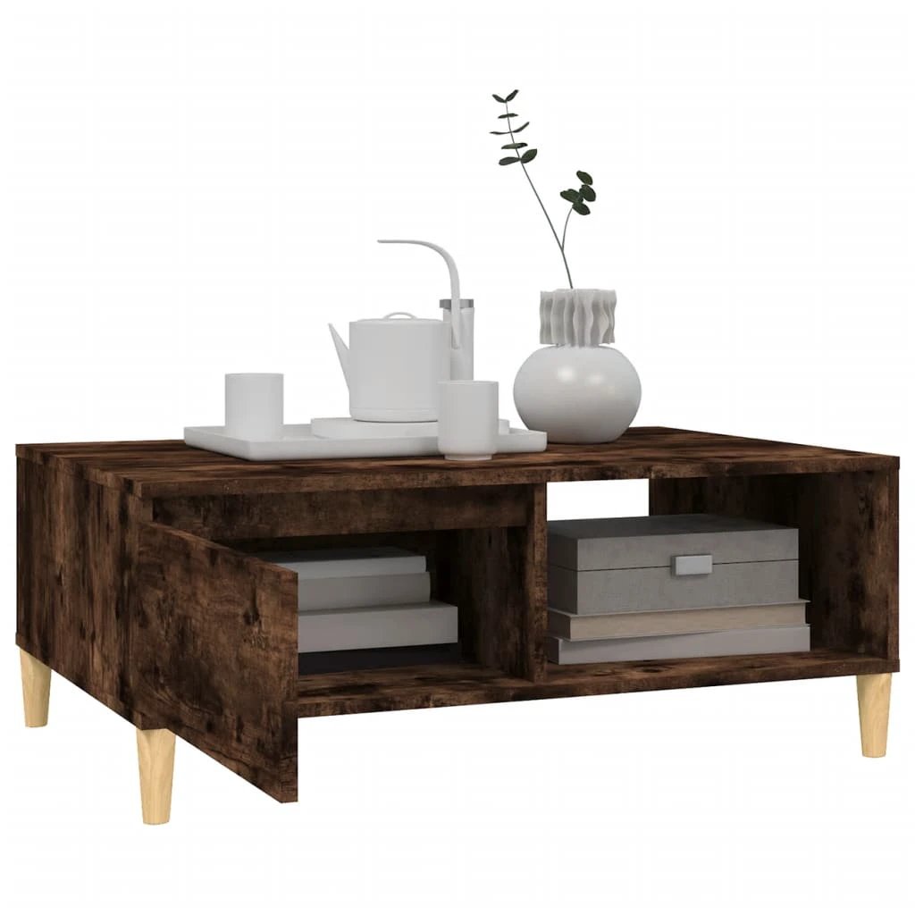 vidaXL vidaXL Coffee Table 90x60x35 cm Smoked Oak Engineered Wood With Storage Shelf For Living Room - Coffee Table