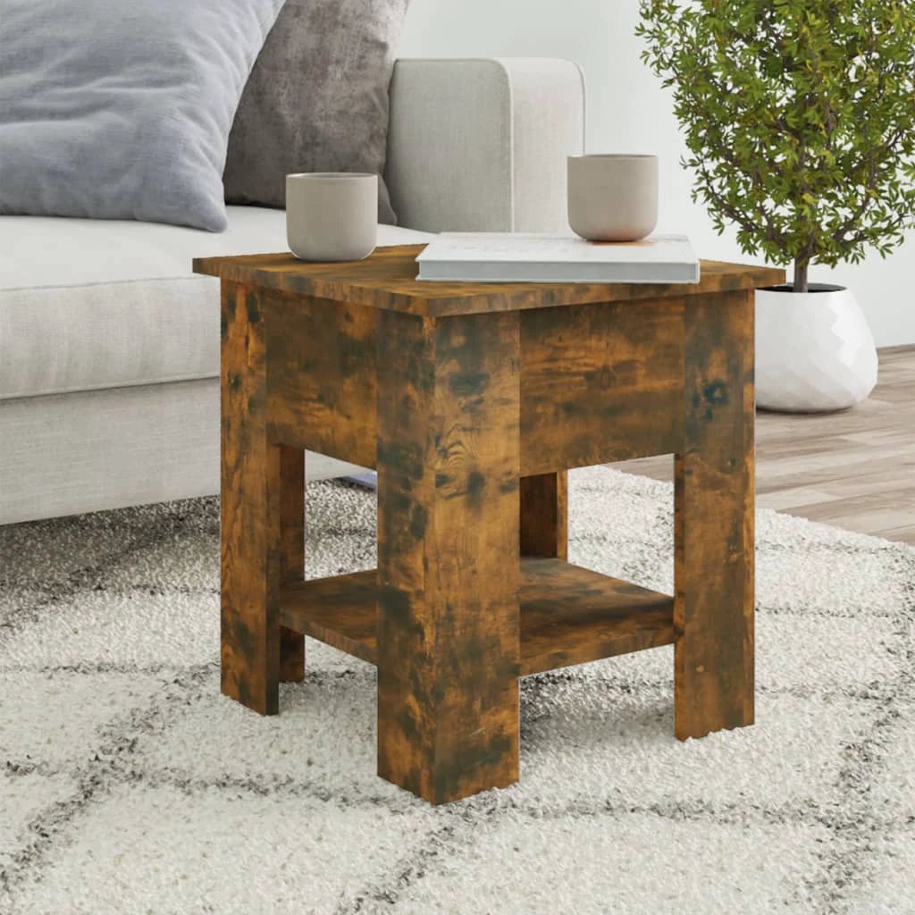VidaXL Coffee Table 40x40x42 Cm Smoked Oak With Storage Shelf For Living Room Decor by vidaXL