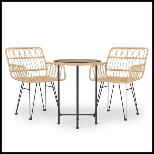 vidaXL 3 Piece Garden Dining Set with Weather Resistant Poly Rattan for Outdoor Entertaining by vidaXL
