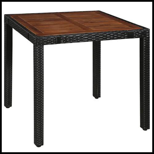 vidaXL vidaXL 5 Piece Outdoor Dining Set Poly Rattan and Acacia Wood Black - Garden Set