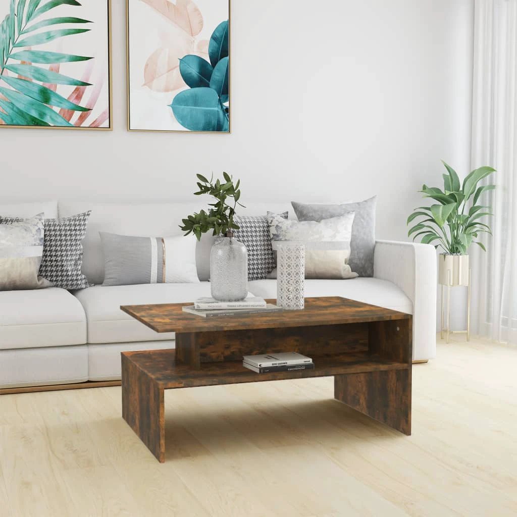vidaXL Coffee Table 90x60x42.5 cm Smoked Oak Engineered Wood For Modern Living Room Decor by vidaXL