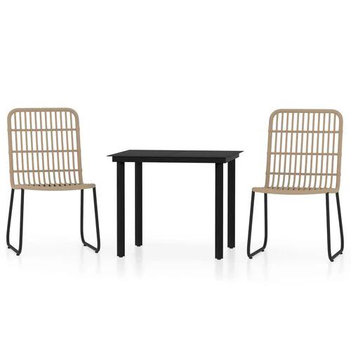 vidaXL vidaXL 3 Piece Garden Dining Set Oak with Sturdy Steel Frame and Easy Clean Glass Top for Outdoor Entertaining - Garden Set