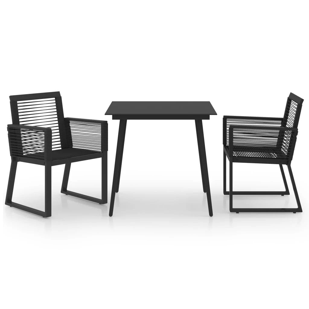 vidaXL vidaXL 3 Piece Outdoor Dining Set PVC Rattan Black - Garden Set
