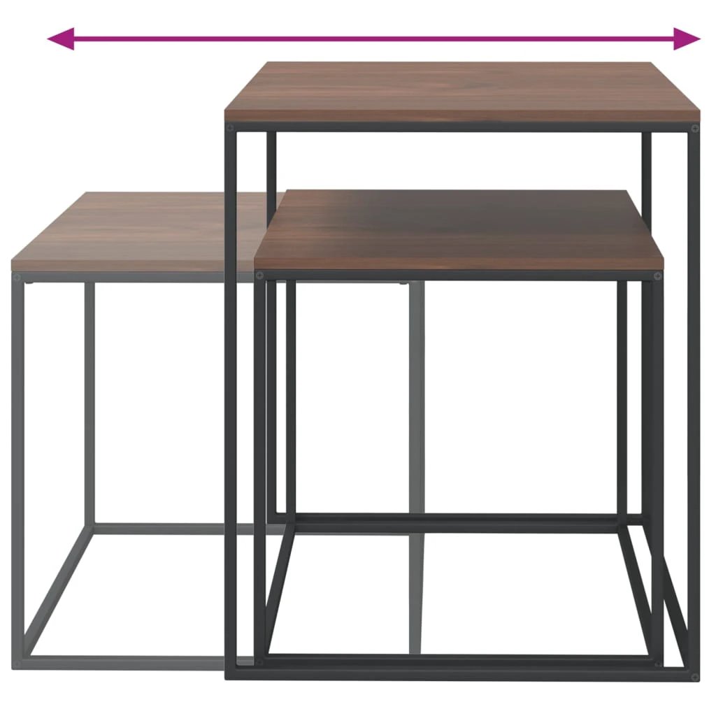 VidaXL Coffee Table Set Two Sizes Engineered Wood Metal Living Room by vidaXL