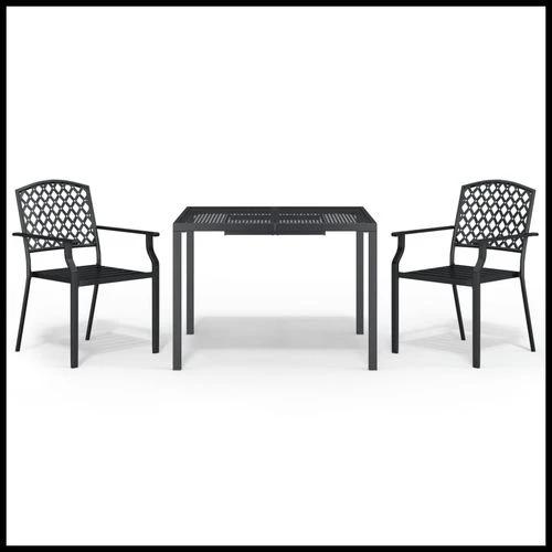 vidaXL 3 Piece Garden Dining Set with Anthracite Steel Construction and Elegant Design for Outdoor Entertaining by vidaXL